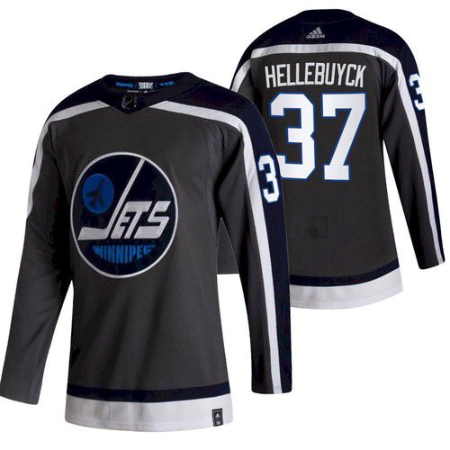 Cheap Men Winnipeg Jets 37 Hellebuyck Black NHL 2021 Reverse Retro jersey
